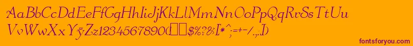 OrangeOblique-Schriftart – Violette Schriften auf orangefarbenem Hintergrund