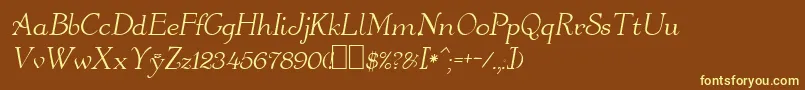 OrangeOblique-fontti – keltaiset fontit ruskealla taustalla