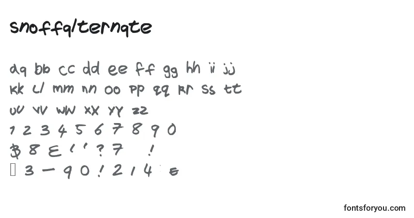 Czcionka Snoffalternate – alfabet, cyfry, specjalne znaki