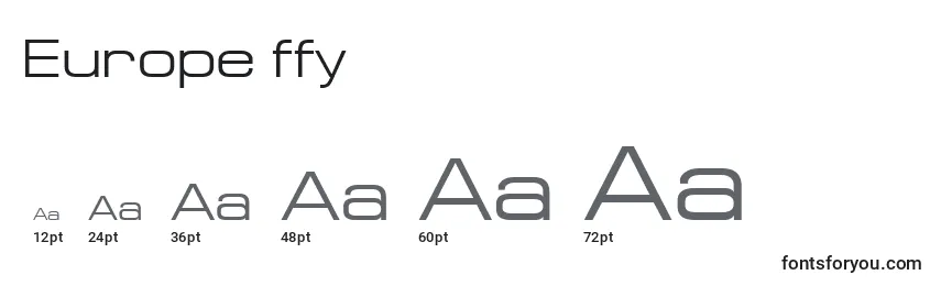 Размеры шрифта Europe ffy