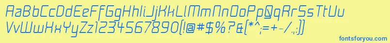 MoondogFifteenItalic-fontti – siniset fontit keltaisella taustalla