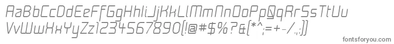 MoondogFifteenItalic-fontti – harmaat kirjasimet valkoisella taustalla