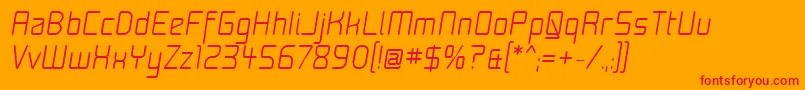 Fonte MoondogFifteenItalic – fontes vermelhas em um fundo laranja