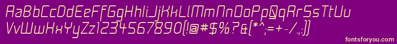 Fonte MoondogFifteenItalic – fontes amarelas em um fundo roxo