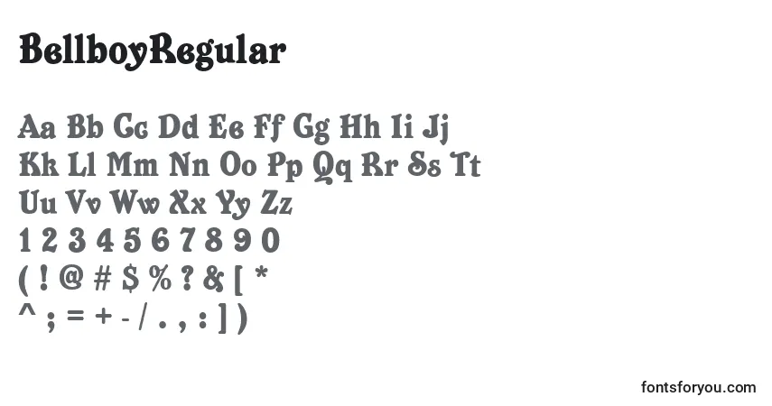 Шрифт BellboyRegular – алфавит, цифры, специальные символы