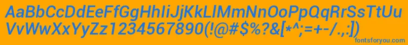 Roboto Mediumitalic Font – Blue Fonts on Orange Background
