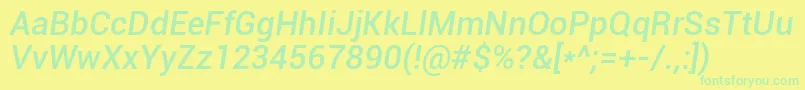 Fonte Roboto Mediumitalic – fontes verdes em um fundo amarelo