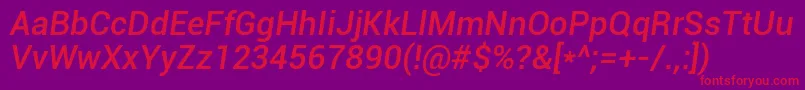 Roboto Mediumitalic Font – Red Fonts on Purple Background