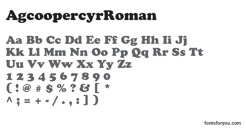 Czcionka AgcoopercyrRoman – alfabet, cyfry, specjalne znaki