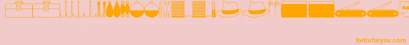 FishinGearJl-Schriftart – Orangefarbene Schriften auf rosa Hintergrund