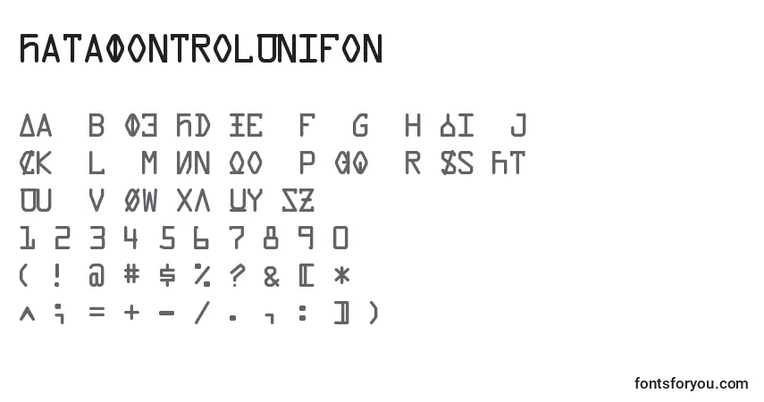 Schriftart DataControlUnifon – Alphabet, Zahlen, spezielle Symbole