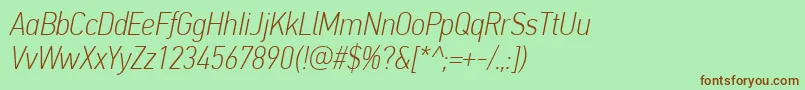 PfdintextcondproThinitalic Font – Brown Fonts on Green Background