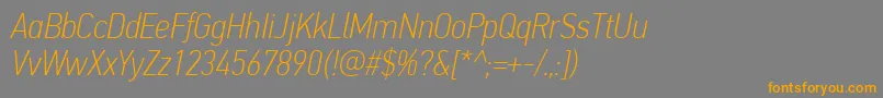 Fonte PfdintextcondproThinitalic – fontes laranjas em um fundo cinza