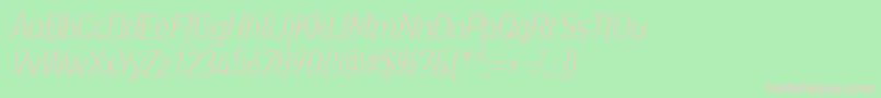 PfdintextcondproThinitalic Font – Pink Fonts on Green Background