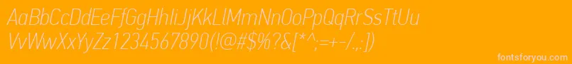 フォントPfdintextcondproThinitalic – オレンジの背景にピンクのフォント