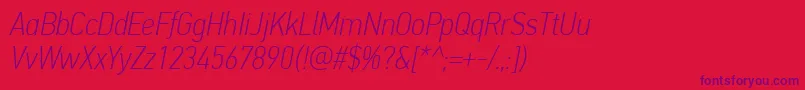 Шрифт PfdintextcondproThinitalic – фиолетовые шрифты на красном фоне