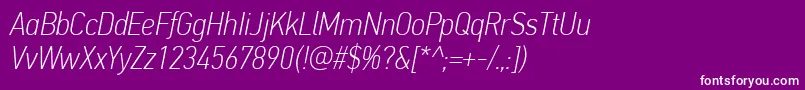 PfdintextcondproThinitalic Font – White Fonts on Purple Background