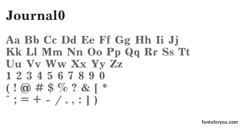 Schriftart Journal0 – Alphabet, Zahlen, spezielle Symbole