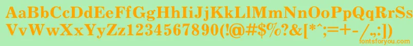 フォントJournal0 – オレンジの文字が緑の背景にあります。