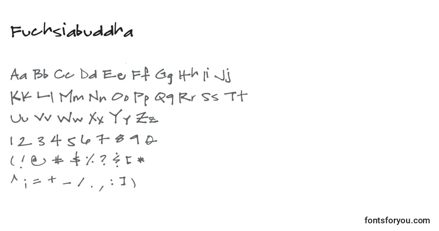 Fuchsiabuddha-fontti – aakkoset, numerot, erikoismerkit