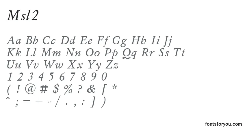Msl2-fontti – aakkoset, numerot, erikoismerkit