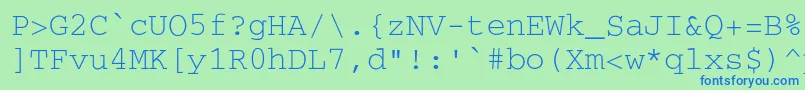 フォントSecretcode – 青い文字は緑の背景です。