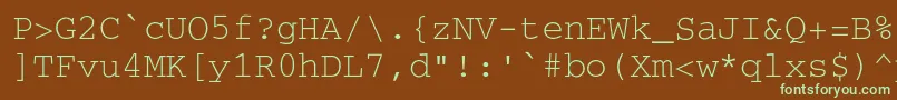 フォントSecretcode – 緑色の文字が茶色の背景にあります。