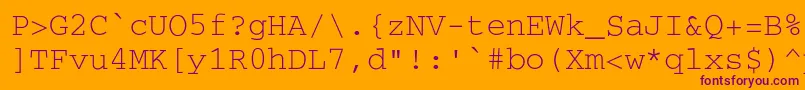 Secretcode-Schriftart – Violette Schriften auf orangefarbenem Hintergrund