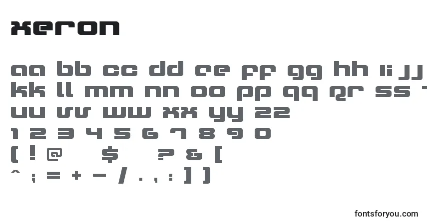 Шрифт Xeron – алфавит, цифры, специальные символы
