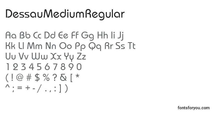 A fonte DessauMediumRegular – alfabeto, números, caracteres especiais