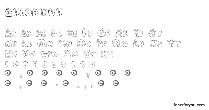 Czcionka Chlorinuh – alfabet, cyfry, specjalne znaki