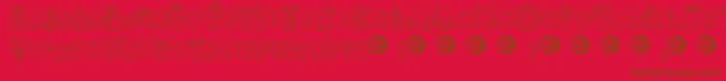 Chlorinuh-Schriftart – Braune Schriften auf rotem Hintergrund