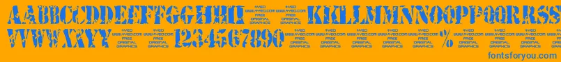 4yeostamp Font – Blue Fonts on Orange Background