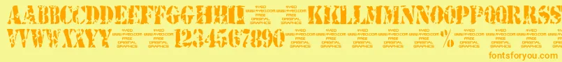 4yeostamp-Schriftart – Orangefarbene Schriften auf gelbem Hintergrund