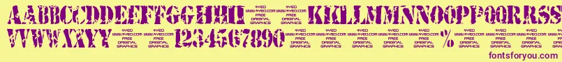 4yeostamp Font – Purple Fonts on Yellow Background