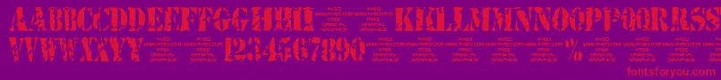 4yeostamp-Schriftart – Rote Schriften auf violettem Hintergrund