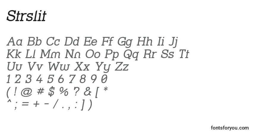 A fonte Strslit – alfabeto, números, caracteres especiais