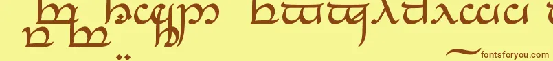 フォントTengwarEldanaroNormal – 茶色の文字が黄色の背景にあります。