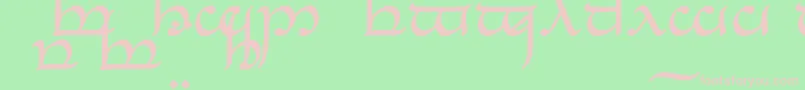 TengwarEldanaroNormal-fontti – vaaleanpunaiset fontit vihreällä taustalla
