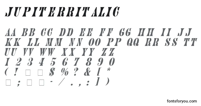 Schriftart JupiterrItalic – Alphabet, Zahlen, spezielle Symbole