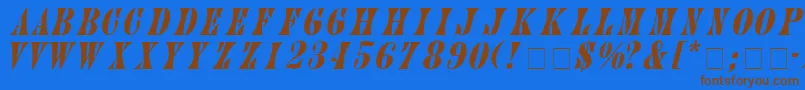 フォントJupiterrItalic – 茶色の文字が青い背景にあります。