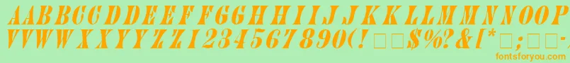 フォントJupiterrItalic – オレンジの文字が緑の背景にあります。