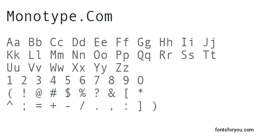 Czcionka Monotype.Com – alfabet, cyfry, specjalne znaki