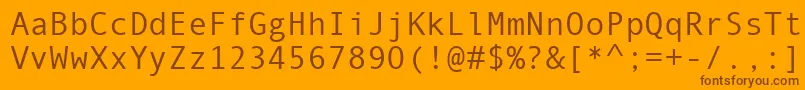 Monotype.Com-fontti – ruskeat fontit oranssilla taustalla