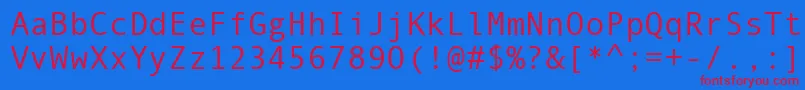 Monotype.Com-Schriftart – Rote Schriften auf blauem Hintergrund