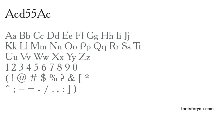 Schriftart Acd55Ac – Alphabet, Zahlen, spezielle Symbole
