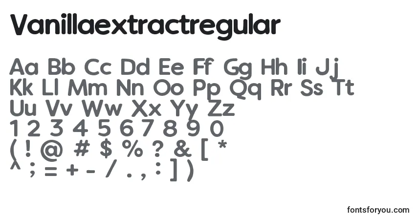 Schriftart Vanillaextractregular – Alphabet, Zahlen, spezielle Symbole