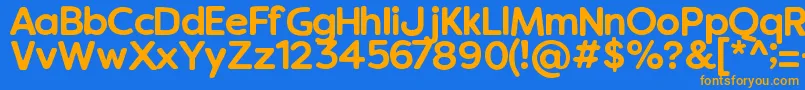 フォントVanillaextractregular – オレンジ色の文字が青い背景にあります。