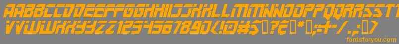 フォントMarsPoliceItalic – オレンジの文字は灰色の背景にあります。