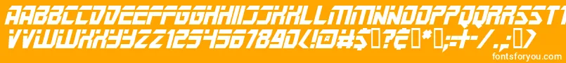 MarsPoliceItalic-Schriftart – Weiße Schriften auf orangefarbenem Hintergrund